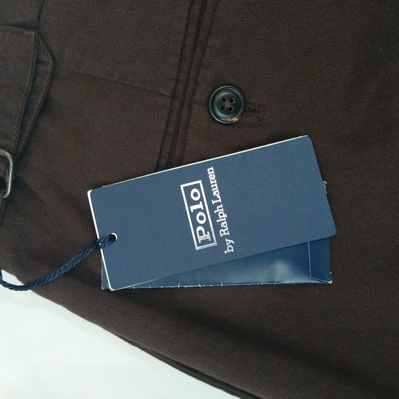 New Polo by Ralph Lauren men's 34×33 dark brown linen pleated front chino pants - Picture 11 of 13